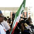 The chairman of Nigeria's opposition PDP party, Uche Secondus (rear R) , accused the government of seeking to rig upcoming elections
