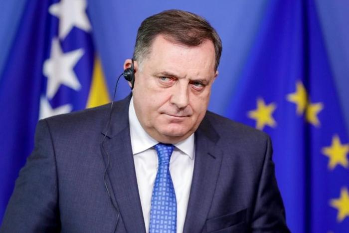 Chairman of the Presidency of Bosnia and Herzegovina Milorad Dodik, pictured in March, accuses the country's Muslim community and the wider world of propagating a "myth" in viewing the 1995 killings in Srebrenica as genocide
