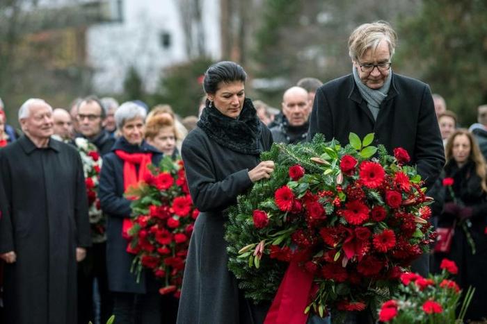 Wagenknecht, shown here in January laying a wreath at the grave of Communist Revolutionary Rosa Luxemburg, said the "Stand Up" alliance she co-founded last September needs a complete reorganisation at the top