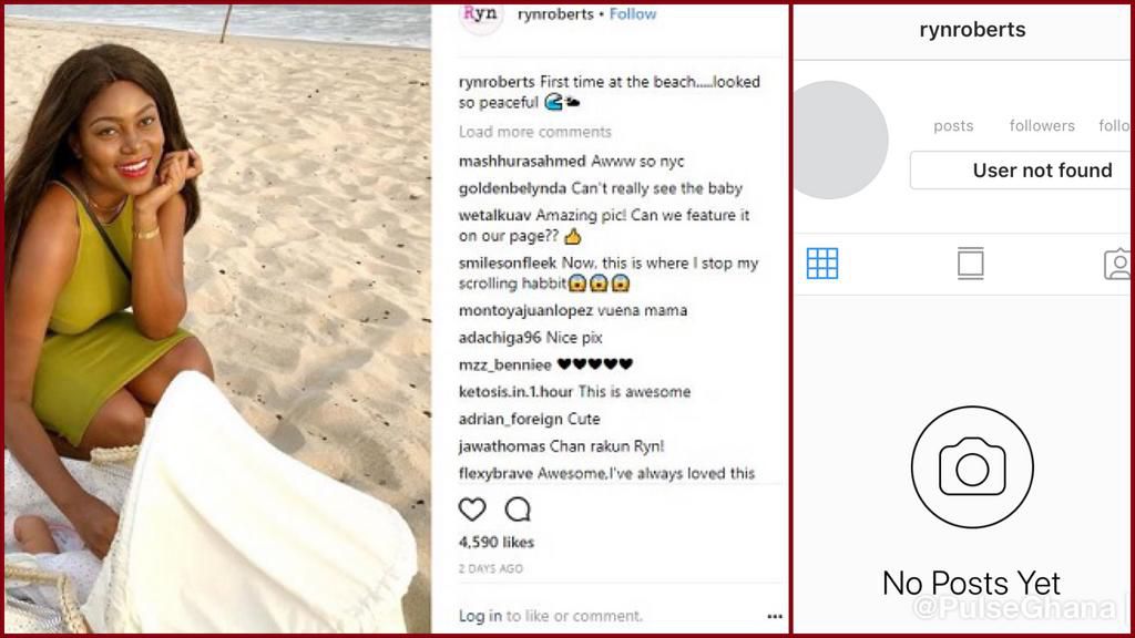 Ryn Roberts' Instagram page before and now