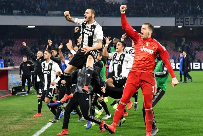 Juventus all-but-sealed their eighth straight Serie A title after winning 2-1 at Napoli to go 16 points clear at the top