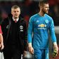 Honeymoon over: Ole Gunnar Solskjaer (centre) suffered his first defeat as Manchester United caretaker manager