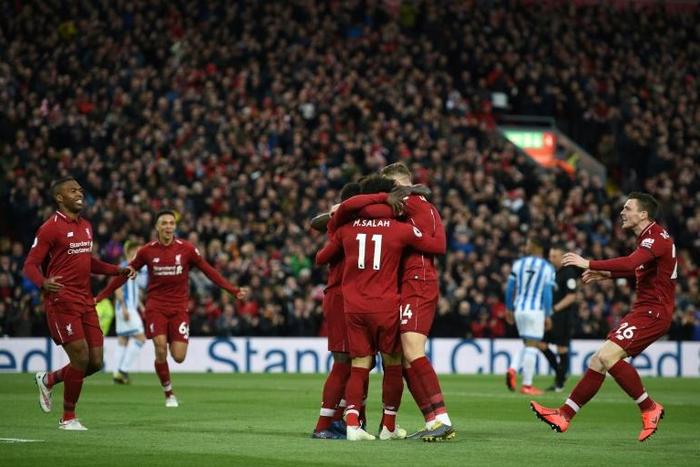 Fast forward: Liverpool's Guinean midfielder Naby Keita celebrates after his quickfire opening goal