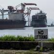 Container ship MV Bavaria, hired by Canada to take its trash back, arrives at Subic Bay in the Philippines