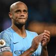 Vincent Kompany applauds the fans after Manchester City's crucial win against Leicester