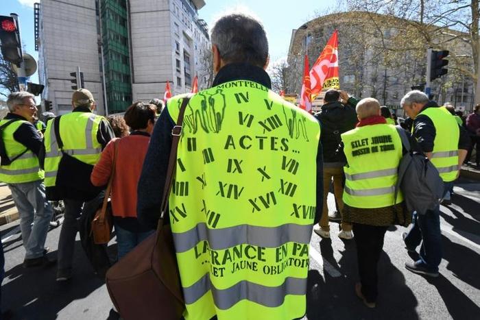 A yellow vest protester at one of the March protests in Montpellier, southern France