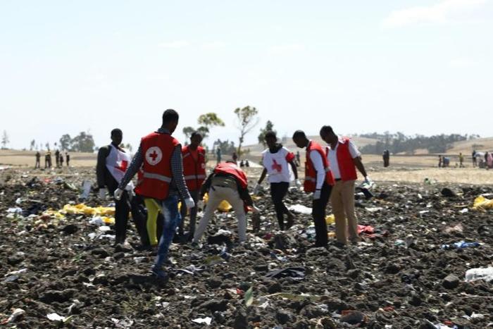 Red Cross teams have been sifting through the debris for human remains