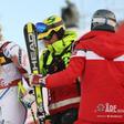 Lindsey Vonn was helped to her feet after careering into the safety netting