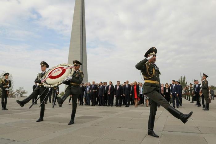 French President Emmanuel Macron attended a ceremony at the Armenian Genocide Memorial in Yerevan last year