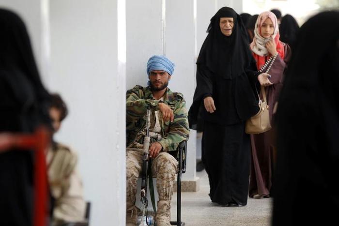 The Huthi -- one of whose fighters is pictured here in the capital Sanaa -- slammed US President Donald Trump's veto of a Congress resolution directing him to end support for the Saudi-led war in Yemen as proof Washington was behind the conflict.