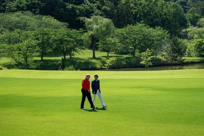 US President Donald Trump and Japanese PM Shinzo Abe headed to the golf course before scheduled official talks
