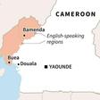 Map of Cameroon locating English-speaking regions and their capitals, Bamenda and Buea