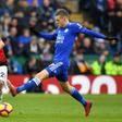 Best foot forward: Manchester United midfielder Ander Herrera (L) in action against Leicester's Jamie Vardy (R)