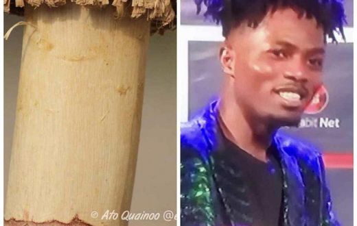 Ghanaian rapper, Kwesi Arthur being compared to a popular kitchen tool, pestle used for pounding fufu.
