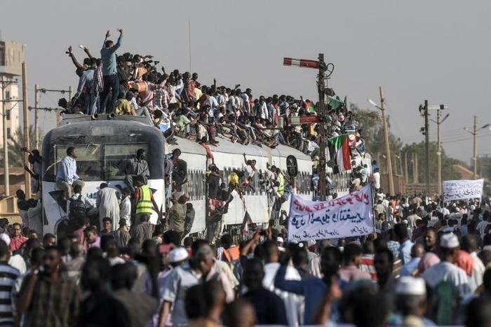 The protest train came from the central Sudanese town of Atbara, the December birthplace of the uprising against Bashir