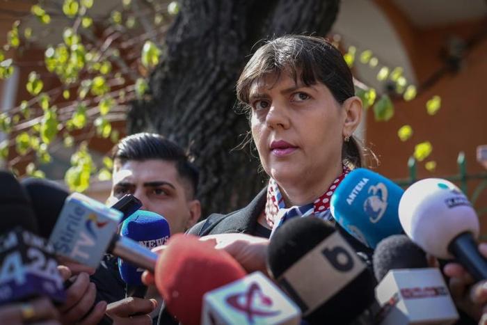 Romanian magistrate Laura Codruta Kovesi, former DNA (National Anti-corruption Department) chief arrives at a police station in Bucharest on March 29, 2019