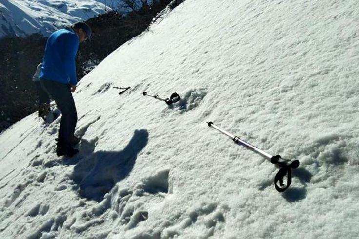 The Indian army tweeted three images late on Monday showing a series of long foot-shaped impressions