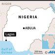 Map locating Lagos, where a four-storey building collapsed Wednesday, trapping scores of people.