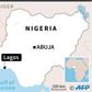 Map locating Lagos, where a four-storey building collapsed Wednesday, trapping scores of people.