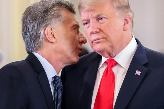 US President Donald Trump (R) and Argentina's President Mauricio Macri, pictured at a 2018 meeting of the G20, discussed Argentine economic reform measures