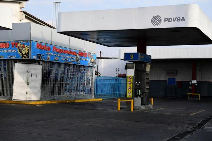 View of an empty gas station during a blackout in Barquisimeto, Venezuela on March 8, 2019