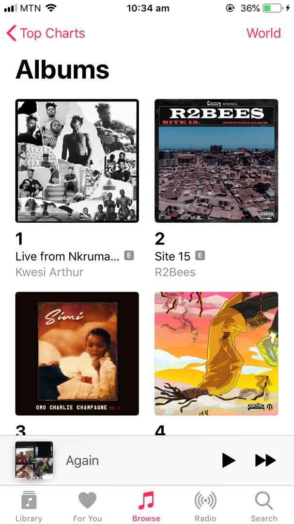 Kwesi Arthur dominates "World" albums (for Ghana) on Apple Music