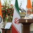 Iranian President Hassan Rouhani meets Indian Prime Minister Narendra Modi on a February 2018 visit to New Delhi