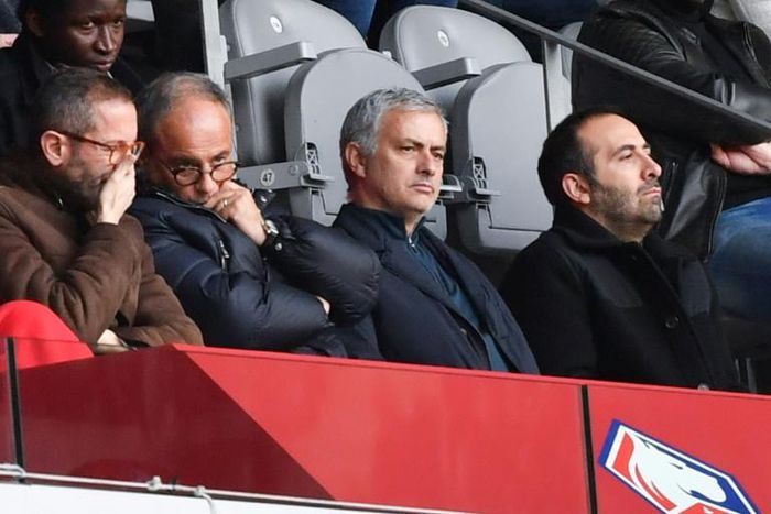 Planning for the future? Jose Mourinho was in the stands to run the role over Lille star Nicolas Pepe