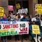 US leftists protest at the Venezuelan embassy against seating a delegation from US-recognized leader Juan Guaido