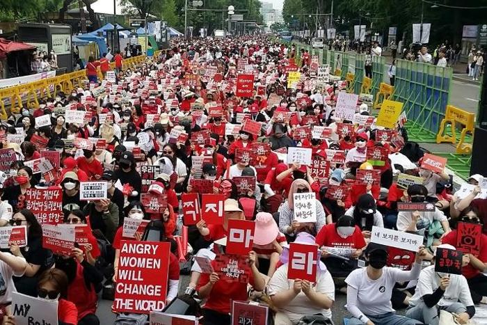 The #Metoo movement has unleashed an unprecedented wave of female-led activism in South Korea, such as this August demonstration