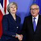British Prime Minister Theresa May welcomed by European commission President Jean-Claude Juncker in Brussels on Thursday