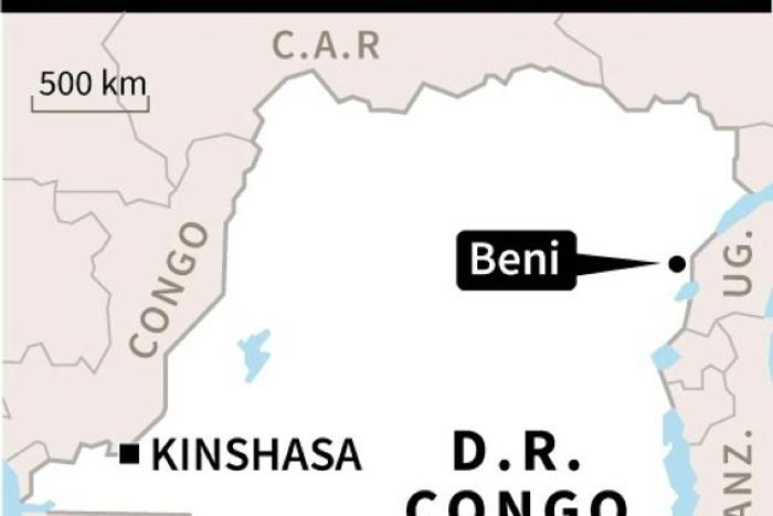 The military showed the bodies in Beni, where hundreds of civilians have been killed since 2014 in attacks blamed on a shadowy Islamist force called Allied Democratic Forces