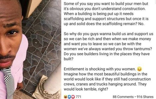Man ‘explains’ why women ‘deserve’ to be abandoned after suffering with their men to exit poverty
