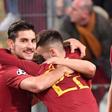 Lorenzo Pellegrini (L) and Edin Dzeko (R) fired in two quickfire goals for Roma