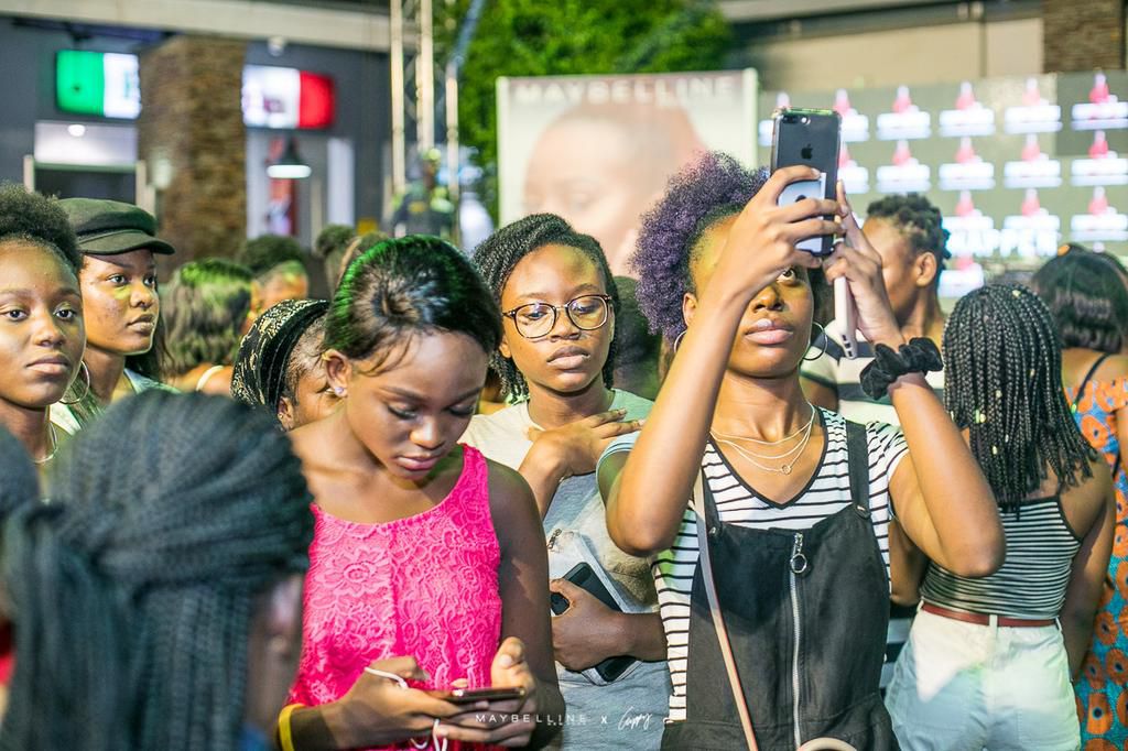Makeup enthusiasts and fans of DJ Cuppy at the Accra Mall