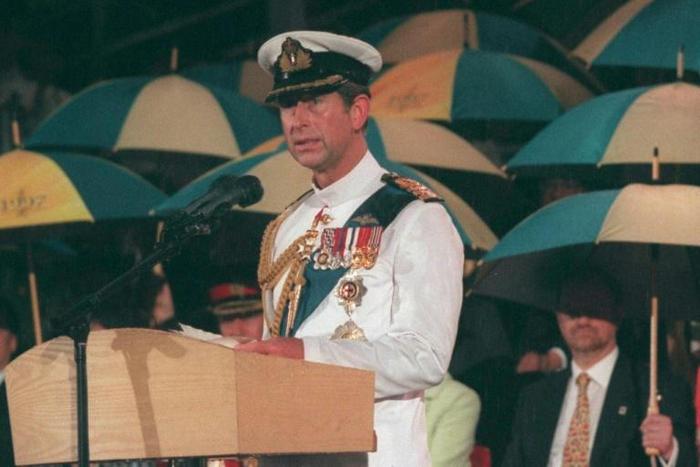 Prince Charles bids Hong Kong farewell during the 1997 handover of the city to China