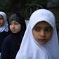 Afghan schoolgirls line up for class. UNICEF says almost half Afghanistan's children have been deprived of the right to education