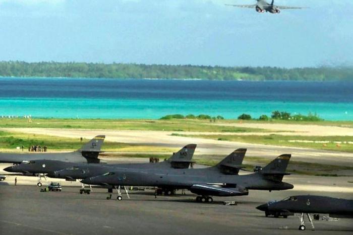 A US jet bomber lifts off from the Diego Garcia base on a mission to Afghanistan in 2001
