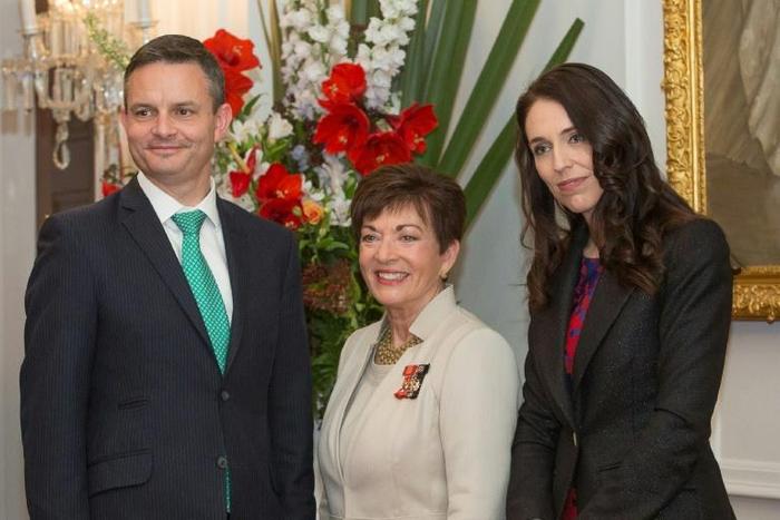 Greens leader James Shaw (L), who is Climate Change Minister and whose party is part of the ruling centre-left coalition, was not seriously injured