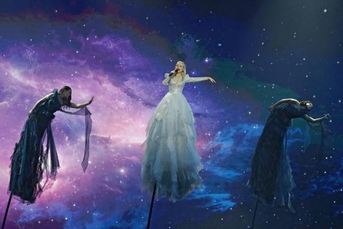 Australia's Kate Miller-Heidke performs the song Zero Gravity during the final rehearsals on the eve of the final of the 64th edition of the Eurovision Song Contest on Friday