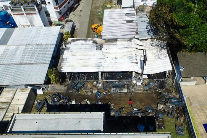 An aerial view of Brazil's Flamengo football club training center in Rio de Janeiro after a fire which killed six players and four team staff