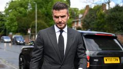 David Beckham, pictured on his way to court this week, cheered Salford into the English Football League as the club he co-owns with Manchester United's famous 'Class of 92' clinched a 3-0 win against AFC Fylde in the National League play-off final on S...