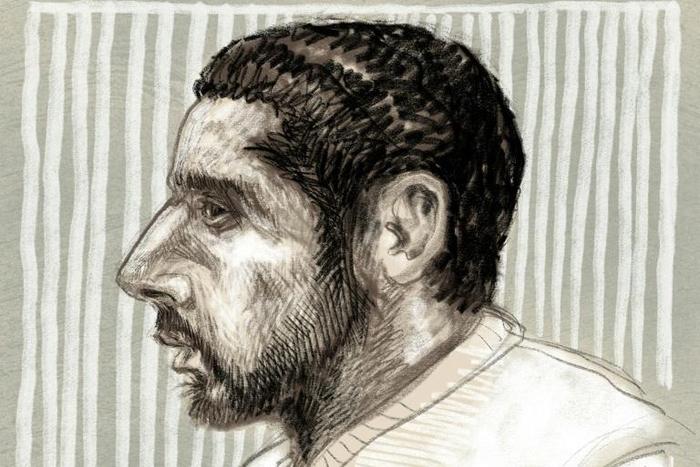 Prosecutors slammed the reticence to talk of Mehdi Nemmouche, depicted on February 5 in this court drawing by Igor Preys