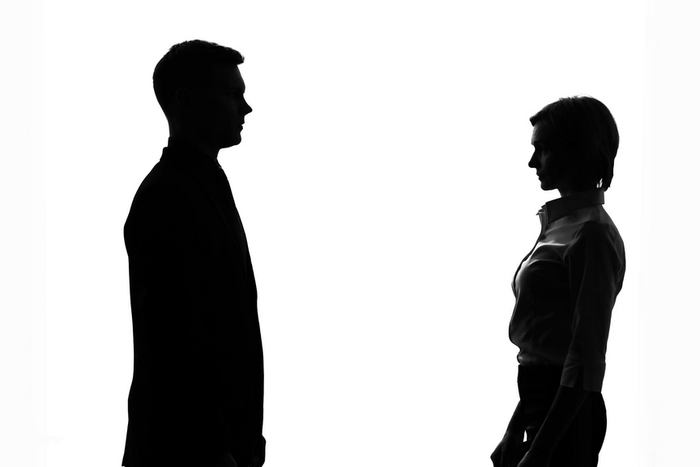 Silhouette of boss and his secretary