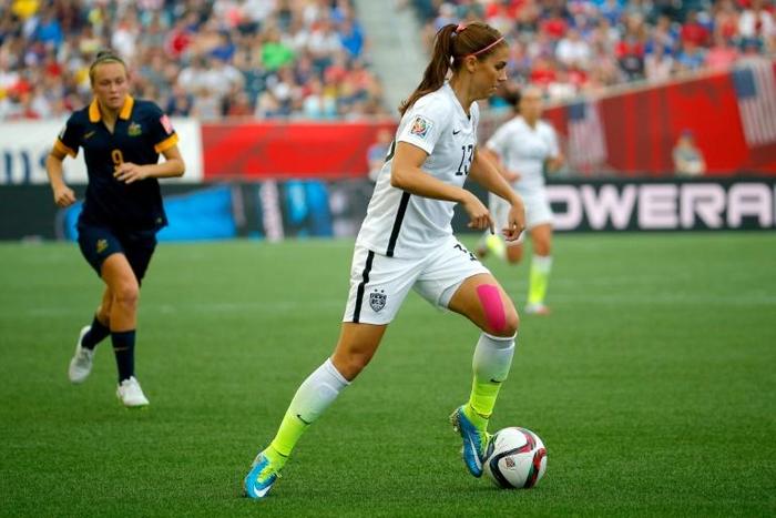 Alex Morgan on the ball during the United States' victorious 2015 World Cup campaign