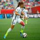 Alex Morgan on the ball during the United States' victorious 2015 World Cup campaign
