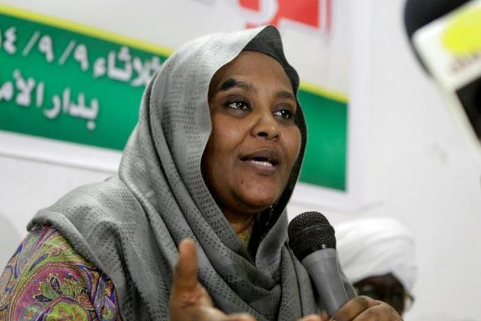 Mariam al-Mahdi, deputy leader of Sudan's Umma party, speaks at a press conference in this file picture from September 9, 2014