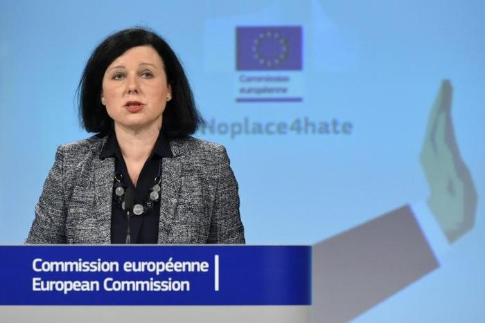 EU Justice Commissioner Vera Jourova is shown here in February speaking out against anti-Semitism, warning: "When Jews have left Europe in the past, it has never been a good sign of the state of Europe"