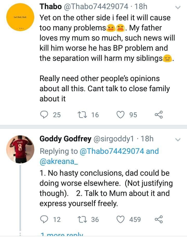“I paid a surprise visit to mom and caught her cheating on my father” – Confused lady