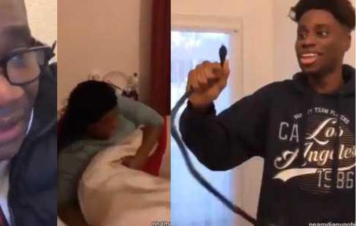 Boy gets parents running by scaring them with fake snake (Video)